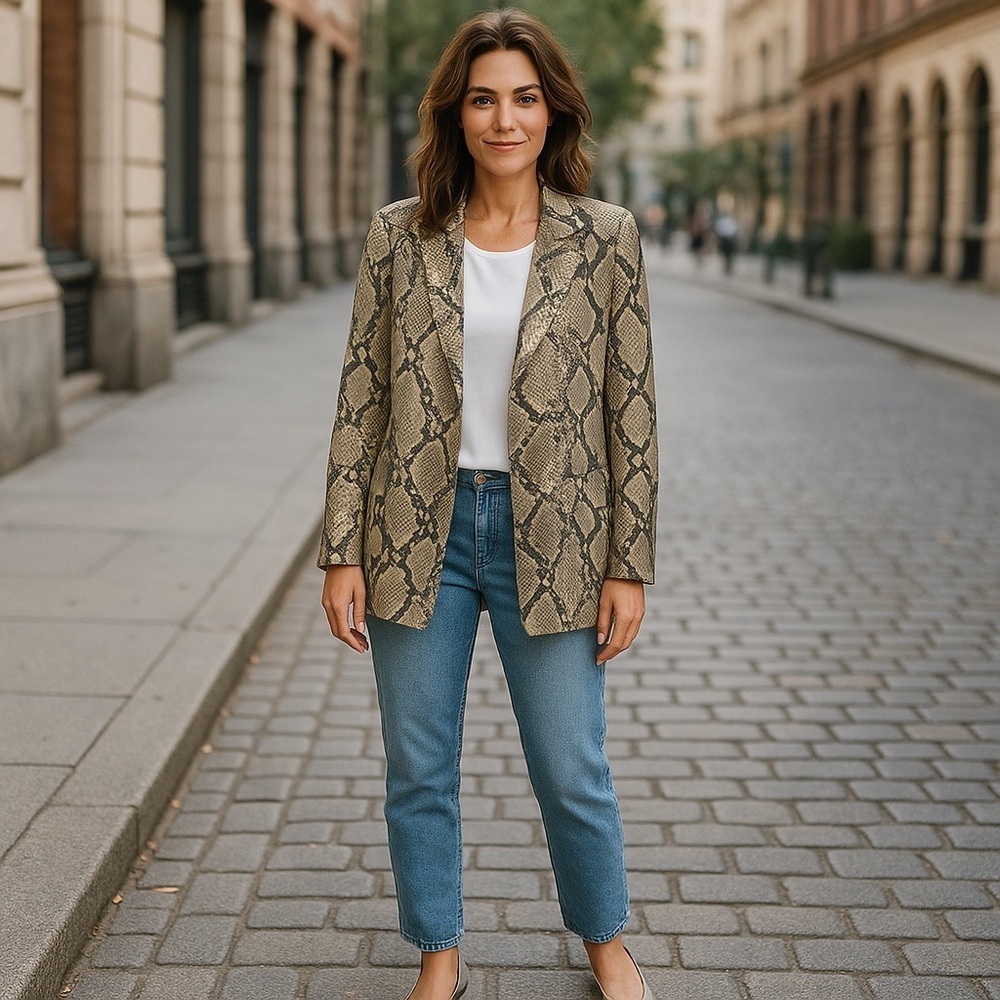 Premise Snake Print Faux Leather Blazer S petite